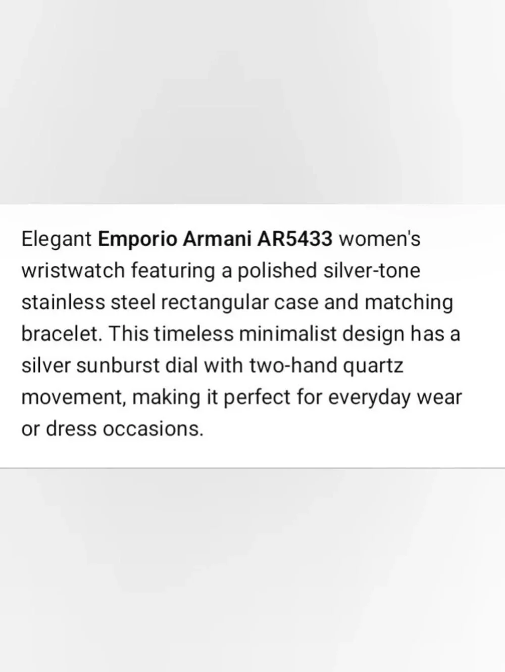 Emporio Armani AR5433 Silver Stainless Steel Quartz Watch With Box